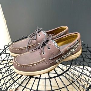 Sperry Leather/Floral Boat Shoes Size 6.5